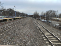 Looking south from the modern MTA Beacon island platform. The Long Dock Road Overpass is in the foreground