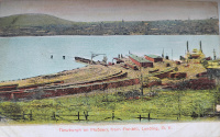 A postcard, postmarked in 1908, showing the ferry landing at Fishkill Landing.