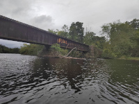 Facing south, the western abutments of the trestle