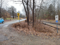 Looking north up Depot Road from the crossing at the bend