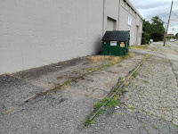 Looking north along the surviving trackage of the Cranston Print Works spur