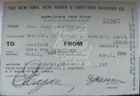 A 1924 ticket from Danbury to Hartford via Waterbury on the NY&NE