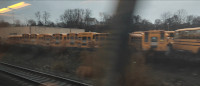 A school bus depot in Olneyville on the site of the former yail yard