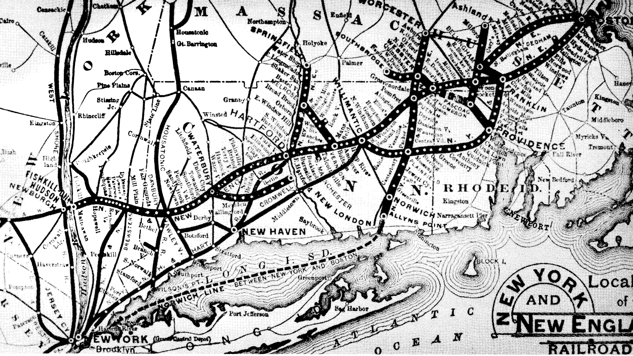 A map of the line, produced by the NY&NE railway