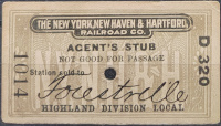 An undated (but NYNH&H era) agent's stub, from a Highland Division Local ticket sold to Forestville