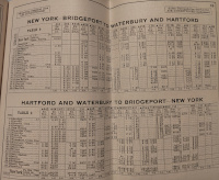 Another section of the 1937 timetable, showing Highland Division service as connected to the Waterbury Branch