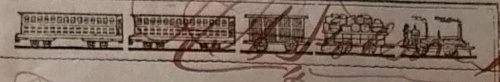 A train graphic from the 1863 freight bill