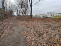 A similar eastward view, but from a little bit west. The remains of a siding can be seen