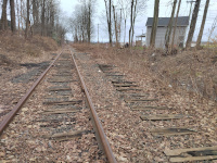 Looking east along the main line and spur