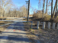 Another view of the Barber Hill Rd crossing, still looking east. This is the beginning of the older pavement on the Moosup section