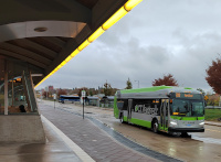 A CTfastrak bus as it appeared in October, 2023 at New Britain