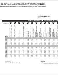 A portion of Bus 102's Sunday timetable from 2023