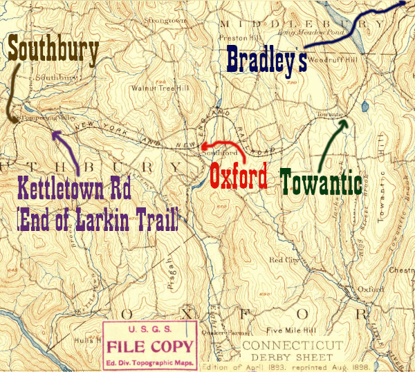 The section of the 1898 edition of the USPS Derby Quadrangle surrounding Oxford Station
