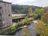A view of the Valley Queen Mill (Bradford Soap Works) from the trestle over the South Branch of the Pawtuxet