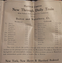 An advertisment for the Highland Express in the October, 1913 timetable