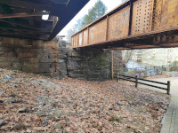 Looking out under the northern of the two bridges at Windham Linen Company Mill № 1